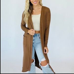 ☃️BOGO50%☃️ 🆕🤎STYLIVE: BROWN Open Front Long Cardigan MEDIUM